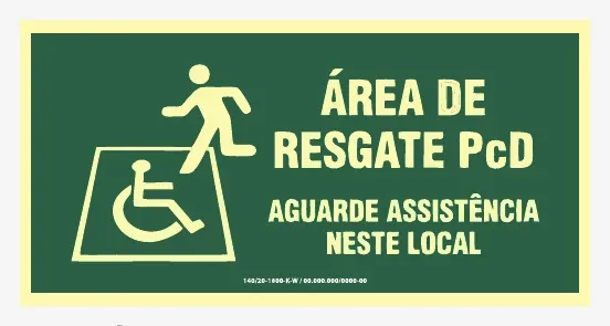 Placa Área de Resgate PcD — 26x13 cm