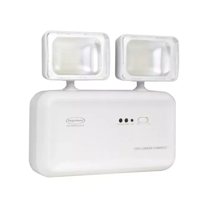 Luz de emergência 1200 Lúmens com 2 faróis da Segurimax - Vista lateral