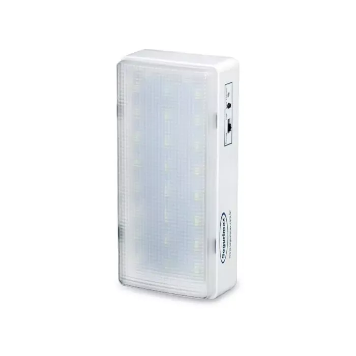 Luz de emergência 200 Lúmens da Seguricom - Vista lateral