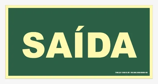 Placa SAÍDA Fotoluminescente — 26x13 cm
